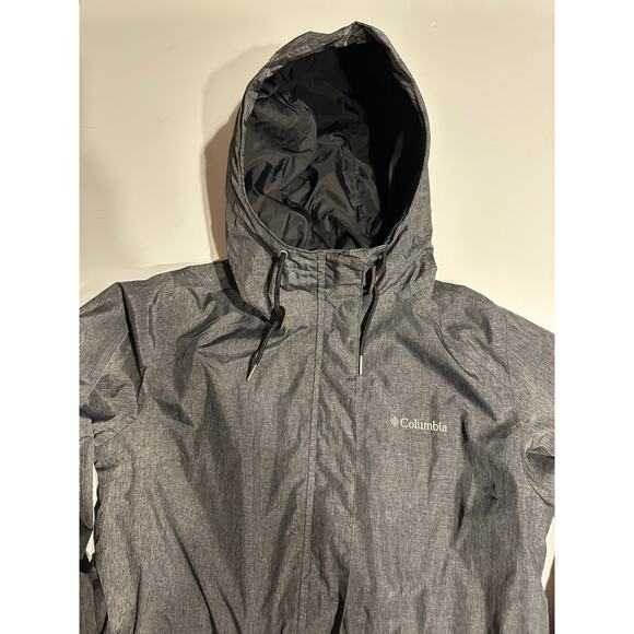 Columbia Jacket Womens Size Med Dark Grey Omni-Tech Hooded Rain Coat Waterproof - Picture 9 of 13